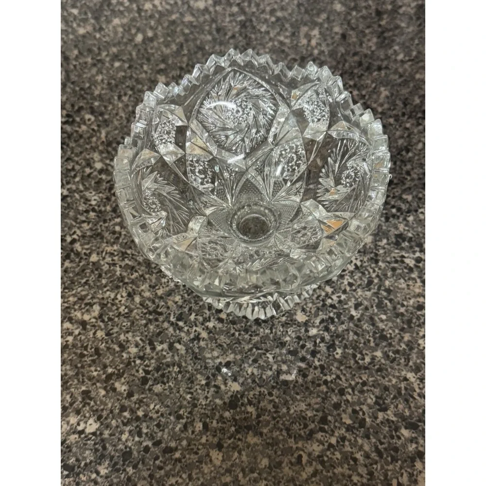 Vintage Imperial Glass NUCUT Whirling Star‎ Footed Jelly Pedestal Bowl